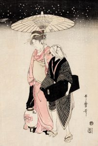 Kitagawa Utamaro “Passeggiata notturna sotto la neve” (1797-1798 circa)